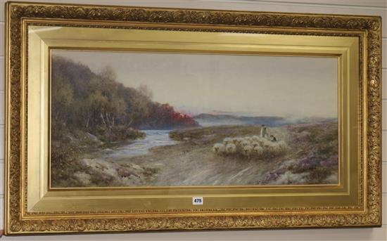 Thomas James Lloyd (1849-1910) Sunset, Homeward Bound 40 x 90cm